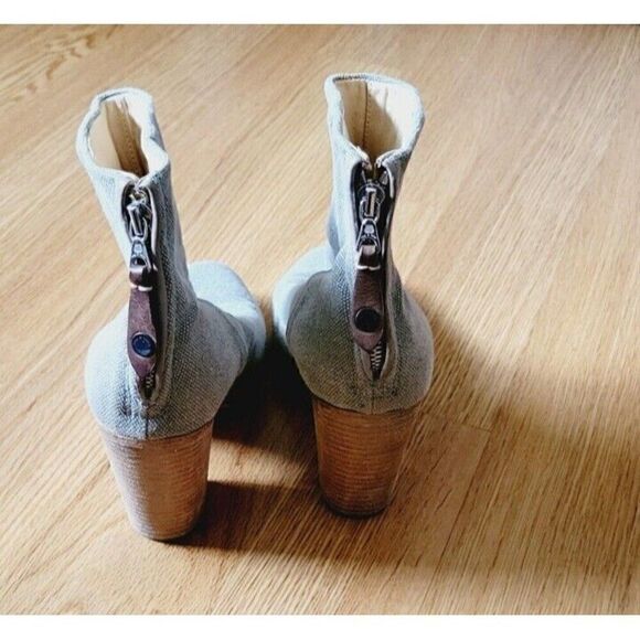 Rag & Bone Newbury Classic Green Canvas Size 10 Back Zip Ankle Boots Bootie - Picture 7 of 10
